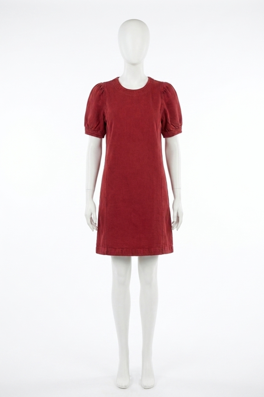 NEW BOBI puff sleeve sweatshirt dress in burgundy